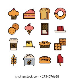 bakey filloutline icon, coffee shop icon set