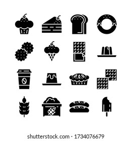 bakey glyph icon, coffee shop icon set