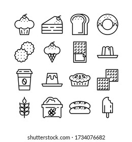 bakey outline icon, coffee shop icon set