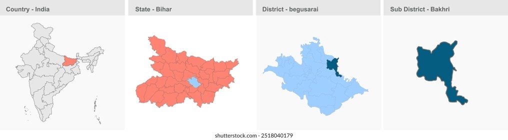 Mapa de Bakhri (Distrito de Begusarai, Estado de Bihar, República de la India), Distrito de Begusarai, Estado de Bihar, República de la India, Gobierno de Bihar, Territorio de la India, India oriental, política, aldea, turismo