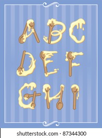 Baking Alphabet of spoons mixing sticky batter or dough, part 3 of 3 (r - z) svg