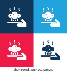 Juego de iconos mínimo de cuatro colores azul y rojo
