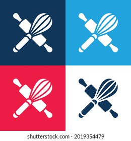 Baking blue and red four color minimal icon set