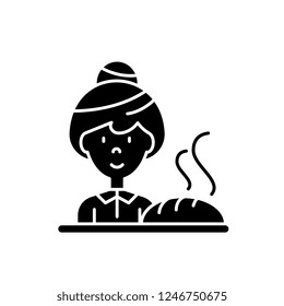 Baking bread black icon, vector sign on isolated background. Baking bread concept symbol, illustration 