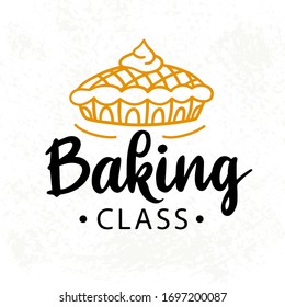 Baking class logotype. Cooking course badge label. Elegant lettering logo emblem, vintage retro style.