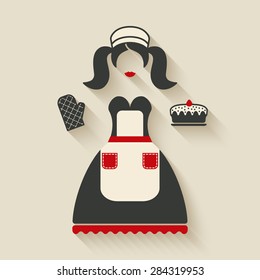 baking concept. girl with pie - vector illustration. eps 10