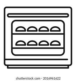 Baking convection oven icon outline vector. Cooking electric stove. Gas convection oven