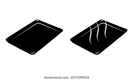 Baking cookie sheet, black isolated silhouette