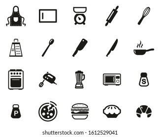 Baking Or Cooking Icons Black & White Set Big