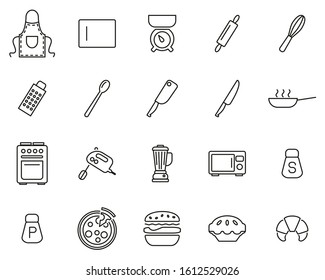 Baking Or Cooking Icons Thin Line Set Big