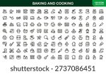 Baking and Cooking Modern Line Icon Set with Professional Minimalist Kitchen Tools and Food Symbols for Creative Projects and Branding