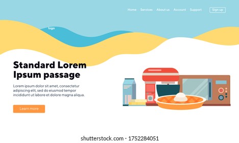 Baking and Cooking Website Template with Illustrations of Utensils and a Pie