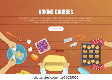Baking Courses Landing Page Templates Set, Baking Cooking Class Online Web Page, App Vector Illustration