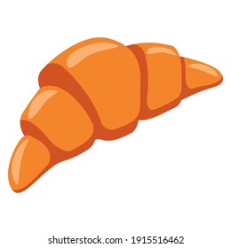 Baking croissant icon for a bakery.Vector realistic illustration.Sweet food isolated on white background.Delicious dessert for breakfast.