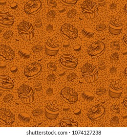 Baking, cupcakes pattern line