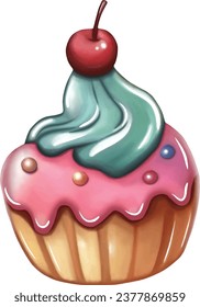 Baking delicious cupcakes, beautiful colors, sweet and delicious.