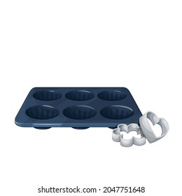 Baking dish for muffins and cookies vector illustration.