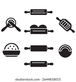 Baking  Dough Tools: Rolling Pins, Bowls, and Kitchen Utensils Icons
