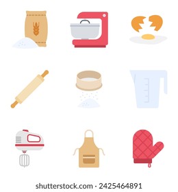 Baking editable stroke icon set. Vector illustration on white background.