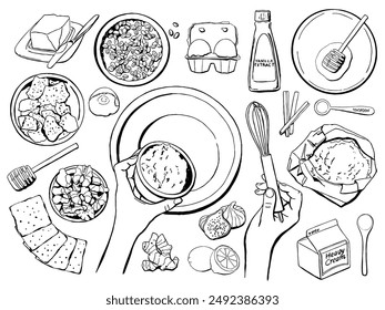 Baking Elements Set for Cookie Making. Vector Illustration