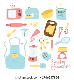 Baking Essentials tools with pink color