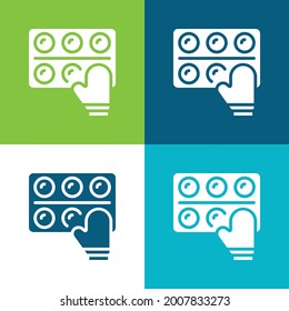 Juego de iconos mínimo de cuatro colores Plano