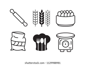 Baking food ingredients and kitchen tools set. Baking ingredients 