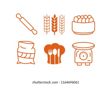 Baking food ingredients and kitchen tools set. Baking ingredients 