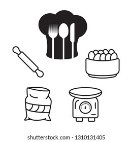 Baking food ingredients and kitchen tools set. Baking ingredients 