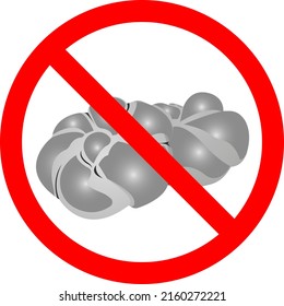 Baking with a forbidden sign. The ban on the import of bread products. Flat bun symbol. Vector illustration.