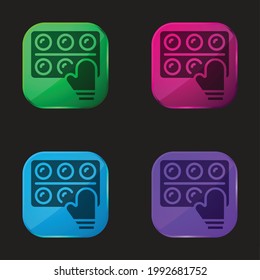 Baking four color glass button icon