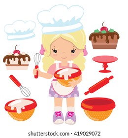 Baking girl vector illustration