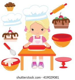 Baking girl vector illustration