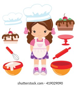 Baking girl vector illustration