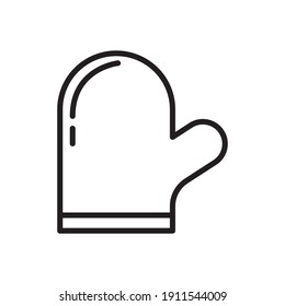 Baking Glove Outline Icon. Baking Glove Line Art Logo. Vector Illustration. Isolated on White Background. Editable Stroke