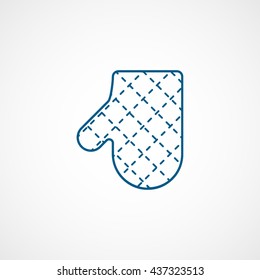 Baking Gloves Blue Line Icon On White Background