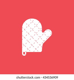 Baking Gloves Flat Icon On Red Background