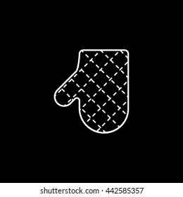 Baking Gloves Line Icon On Black Background