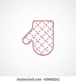 Baking Gloves Red Line Icon On White Background