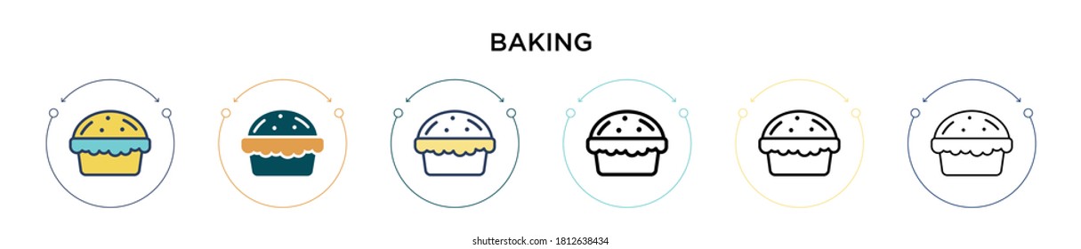 Baking icon in filled, thin line, outline and stroke style. Vector illustration of two colored and black baking vector icons designs can be used for mobile, ui, web