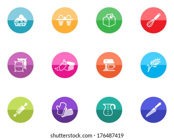 Baking icon series in color circles. 