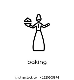 Baking icon. Trendy modern flat linear vector Baking icon on white background from thin line Activity and Hobbies collection, editable outline stroke vector illustration