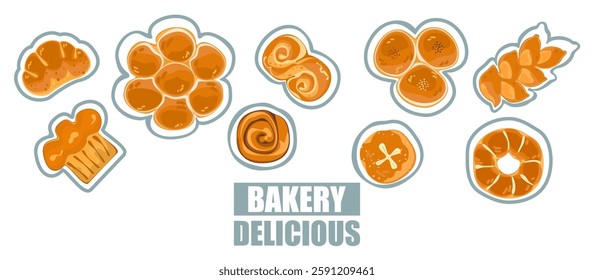 Baking illustration set. Baking, bakery, cooking, sweet products, dessert, pastries concept. Vector illustrations isolated on white background for posters, banners, cards, and advertisements.	