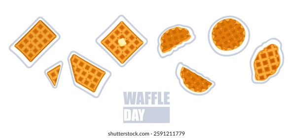 Baking illustration set. Baking, waffles, bakery, cooking, sweet products, dessert, pastries concept. Vector illustrations isolated on white background for posters, banners, cards, and advertisements.