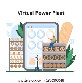 Baking industry online service or platform. Baking pastry process.
