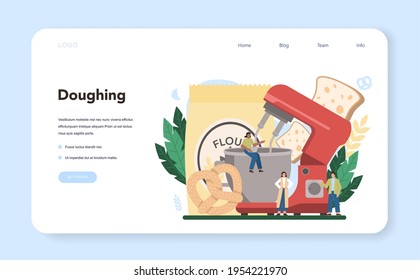 Baking industry web banner or landing page. Baking pastry process.
