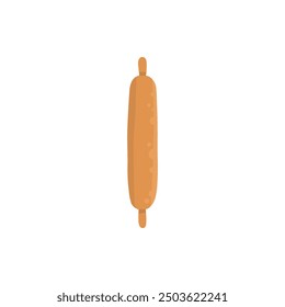 Baking ingredient. Cartoon kitchen tool for pastry and sweet bakery, rolling pin. Vector isolated. Utensil and product for baking pastry on white background