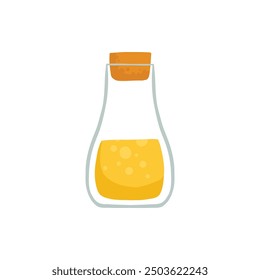 Baking ingredient glass pot. Cartoon kitchen tool and food for pastry and sweet bakery. Vector isolated. Utensil and products for baking pastry on white background