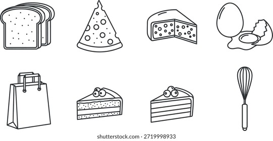 Conjunto de ingredientes para hornear y artículos de panadería