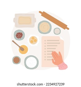 Baking ingredients isolated cartoon vector illustration. Cooking ingredients, preparing food at home, close up, set of products, view from above, homemade pastry, home kitchen vector cartoon.